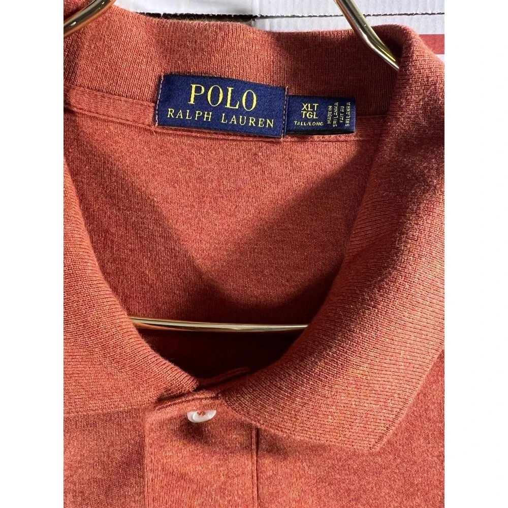 Polo Ralph Lauren‎ Polo Shirt Mens Orange 100% Cotton Preppy Golf Sz XLT